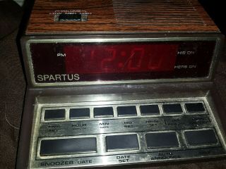 Vintage Spartus Model 1411 Alarm Clock Red Led Retro His /hers Settings