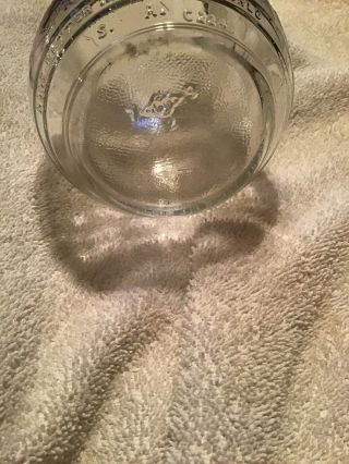 Vintage Mid - Century 1 lb JFG Peanut Butter Clear Glass Globe Jar 3
