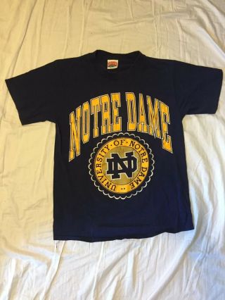 Vintage 90s University Of Notre Dame T Shirt Usa Made Size L Single Stitch