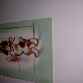 Vintage Rust Craft Marjorie Cooper Christmas Card Puppy At Door with Mail 5