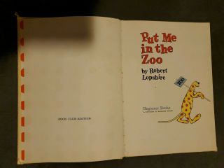 Vintage Dr.  Suess Book Club Edition 1960 Put Me In The Zoo Hardcover 4