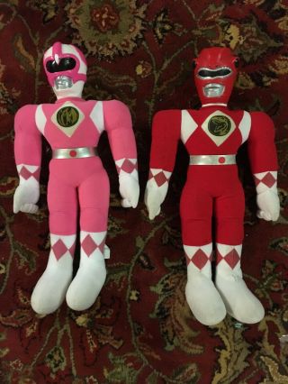 Vintage Mighty Morphin Power Rangers Plush Doll Pink And Red Ranger 1993