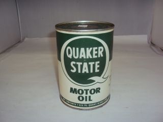 Vintage One Quart Quaker State Oil Can Full X - 744