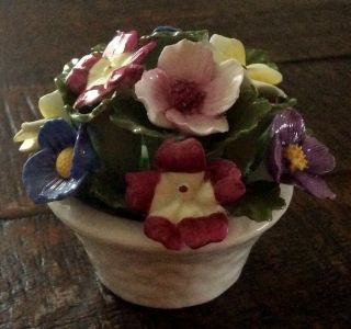 Vintage 1980’s Miniature Aynsley Bone China Flower Basket
