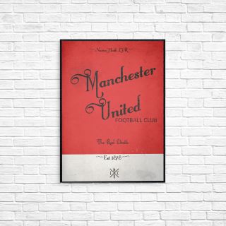 Manchester United Fc A4 Picture Art Poster Retro Vintage Style Print Mufc