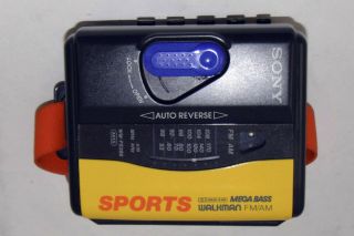 Vintage Sony Sport Cassette Radio Walkman Yellow Bass Wm - Fs395