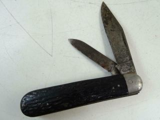Vintage Queen City Faux Antler Folding Pocket Knife Utility 2 - Blade 3.  75 " Long