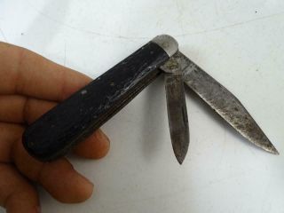 Vintage Queen City Faux Antler Folding Pocket Knife Utility 2 - Blade 3.  75 