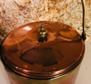 Vtg.  MCM Copper plated large ice bucket,  with handle & lid COLLECTIBLE 5