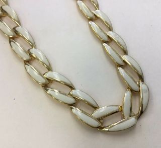 Vintage Napier Gold Tone Costume Off White Enameled Chain Necklace 19 " Wf49