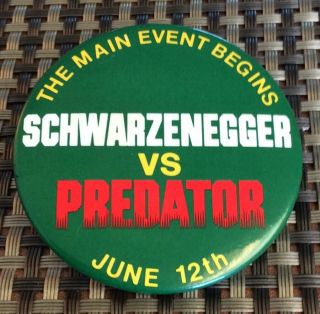 Rare Vintage 1987 Predator Movie Promo Button Schwarzenegger Vs Pin Arnold Dutch