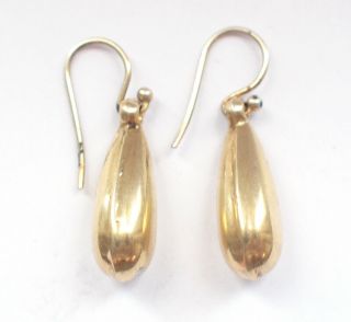 Vintage 9ct Gold Plated 925 Sterling Silver Earrings Tear Drop Dangle Retro 3g