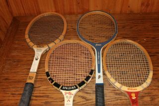 4 Vintage Wood Tennis Racket Wilson Spalding Penn