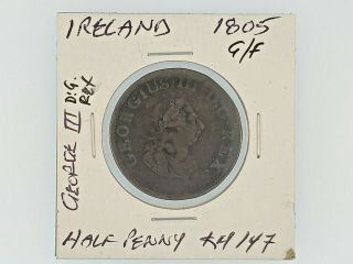 1805 Vintage Irish Half Penny Coin