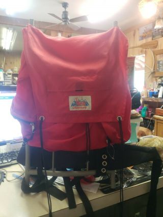 High Adventure Vintage Hiking Backpack External Metal Frame Red