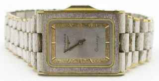 Vintage Longines Swiss Quartz Rectangular Two Tone Stainless Steel 23mm Watch
