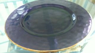 Set Of 4 Vintage Purple Amethyst Plates With Gold Trim 8 "