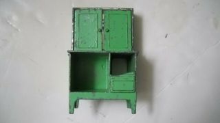 Vintage Tootsie Toy Dollhouse Kitchen Cabinet Green