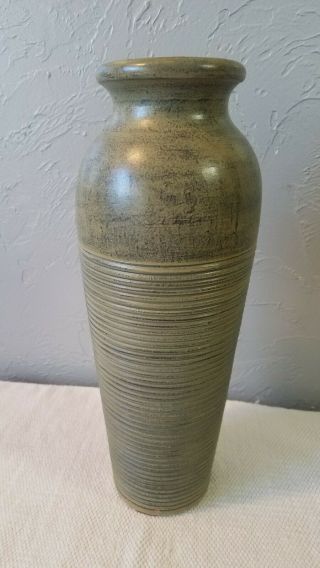 Tall Heavy Vintage 13 1/2 - Inch Green Art Pottery Vase