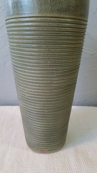 Tall Heavy Vintage 13 1/2 - Inch Green Art Pottery Vase 4