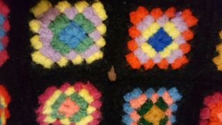 SIGNED by Artist Vintage Handmade Crochet Granny Square Afghan Blanket Throw 3
