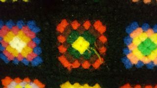 SIGNED by Artist Vintage Handmade Crochet Granny Square Afghan Blanket Throw 4