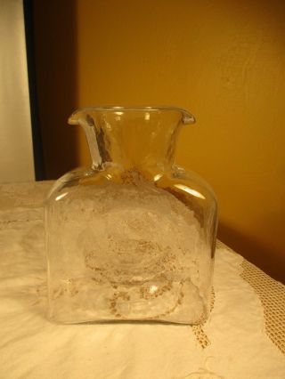 Vintage Blenko Glass Clear Two - Spouted Jug Or Water Carafe Pitcher