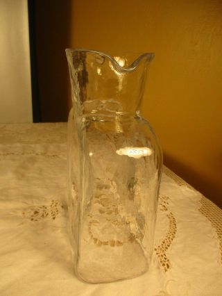 Vintage Blenko Glass CLEAR Two - Spouted Jug or Water Carafe Pitcher 2