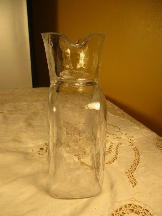 Vintage Blenko Glass CLEAR Two - Spouted Jug or Water Carafe Pitcher 4