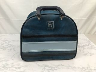Vintage Brunswick Blue Bowling Bag Zip Up With Innner Frame