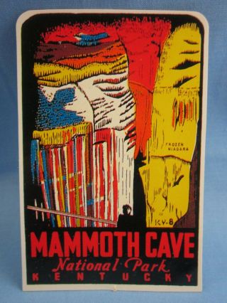 Vintage 1950 Mammoth Cave National Park Sticker Guaranteed Old &