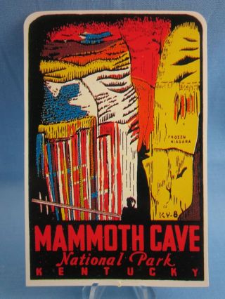 VINTAGE 1950 MAMMOTH CAVE NATIONAL PARK STICKER GUARANTEED OLD & 2