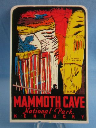 VINTAGE 1950 MAMMOTH CAVE NATIONAL PARK STICKER GUARANTEED OLD & 4