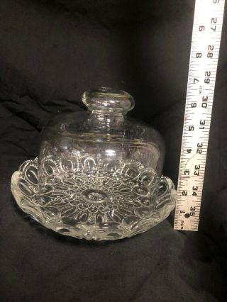 Vintage 1982 Le Smith Glass 4284c Moon And Stars Crystal Cheese Dish & Dome Lid