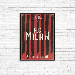 San Siro Ac Milan Fc A4 Picture Art Poster Retro Vintage Style Print Rossoneri
