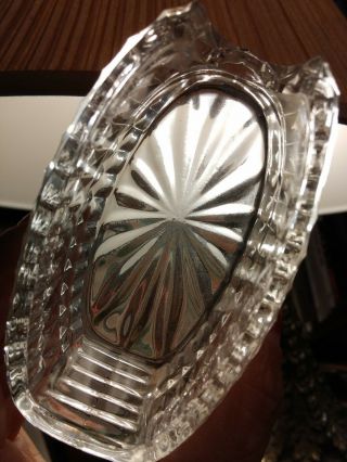 Vintage Heavy Crystal Clear Glass Silverware Fork Spoon Holder / Spoon Rest