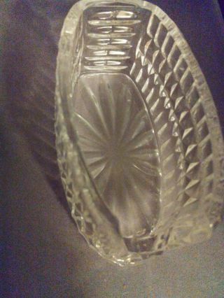 Vintage Heavy Crystal Clear Glass Silverware Fork Spoon Holder / Spoon Rest 4