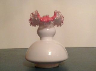 Vintage Fenton Pink Silver Crest Ruffled Top Vase About 7 " Tall