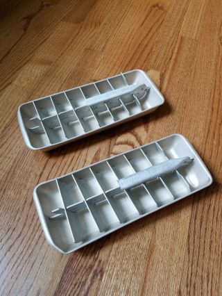 Vintage General Electric Redi - Cube 2 Ice Cube Trays Aluminum Pull Lever