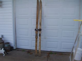 Antique Wooden Snow Skis 89 " Long