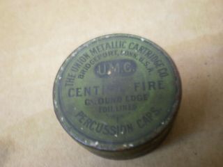 Vintage Umc Union Metallic Cartridge Co Percussion Caps Tin Central Fire Antique