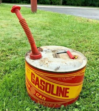 Vintage Stancan 2 1/2 Gallon Galvanized Metal Gas Can With Stow Away Pour Spout