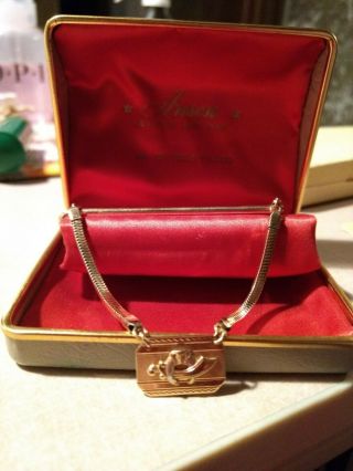 Vintage 24 Karat Gold Filled Anson Shriners Masonic Tie Bar Clip Clasp W/chain