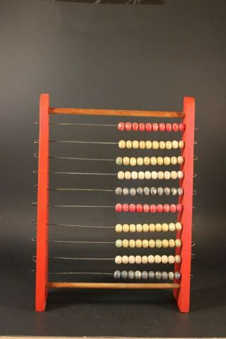 Vtg Rustic Colorful Abacus With 10 Rows 100 Beads