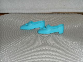 Vintage Aqua Bow Tie Shoes For Ideal Crissy Dolls Left And Right