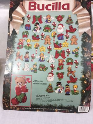 Vtg 1991 Bucilla Lotsa Christmas 50 Felt Ornaments Kit Not Made