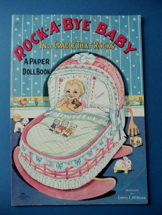 Vintage 1945 Rock - A - Bye Baby Paper Dolls Book Saalfield 2485 Emma Mckean Uncut