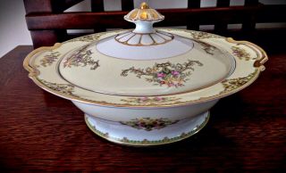 Rare Vintage Noritake Milford China Large Covered Dish/bowl - 11 "