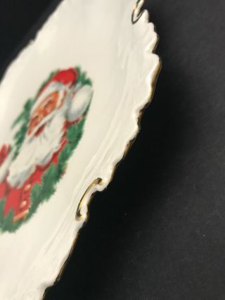 Vintage Handmade Ceramic Santa Clause Christmas Plate (Cookie Dessert Serving) 3