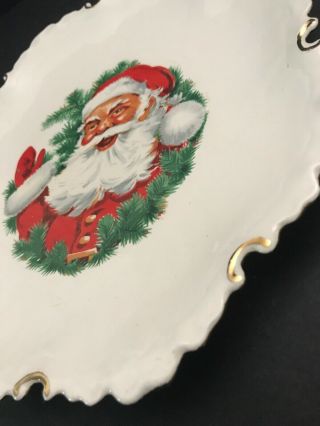 Vintage Handmade Ceramic Santa Clause Christmas Plate (Cookie Dessert Serving) 5